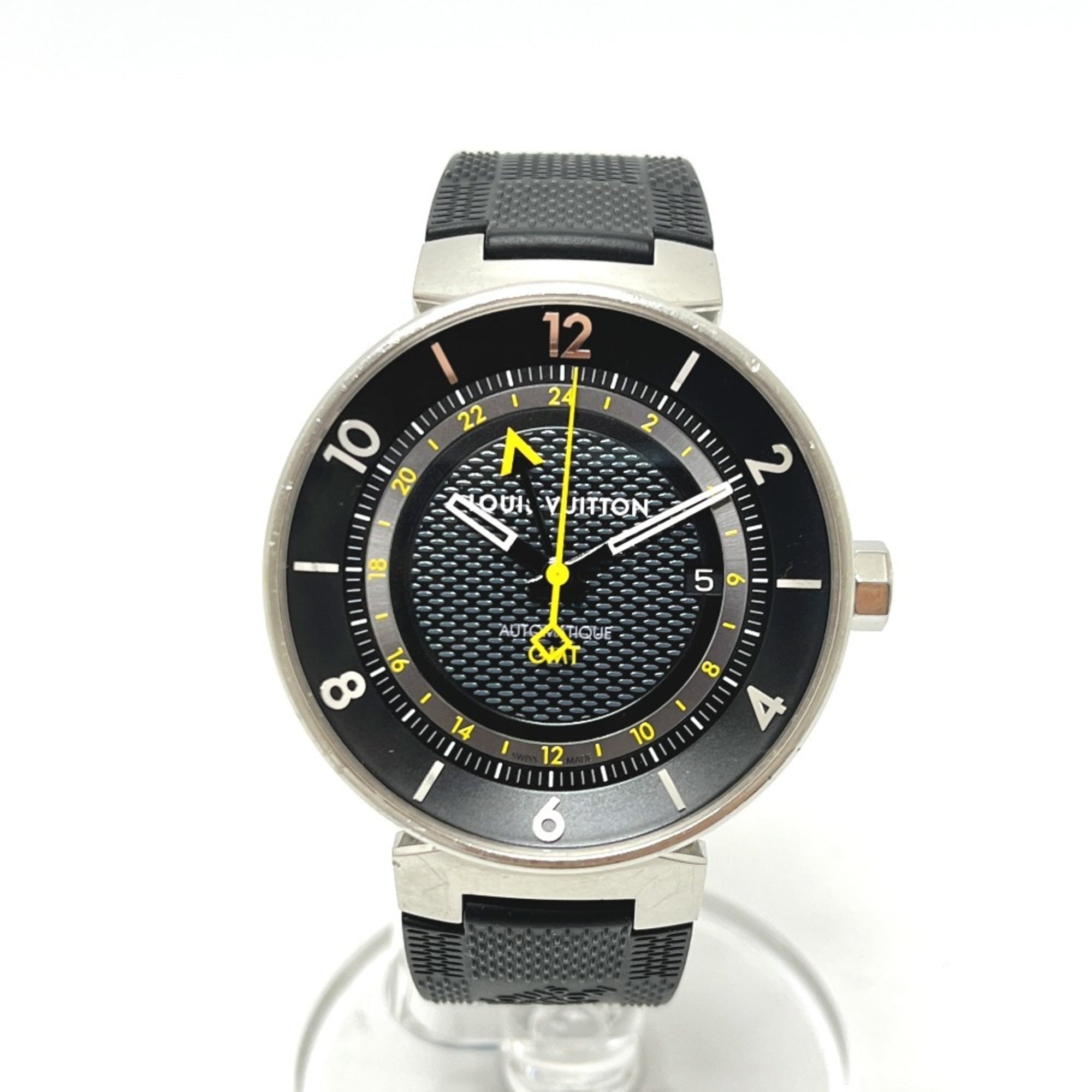 LOUIS VUITTON Q8D30 Tambour Moon GMT Automatic Watch, Stainless Steel, Men\'s, Silver
