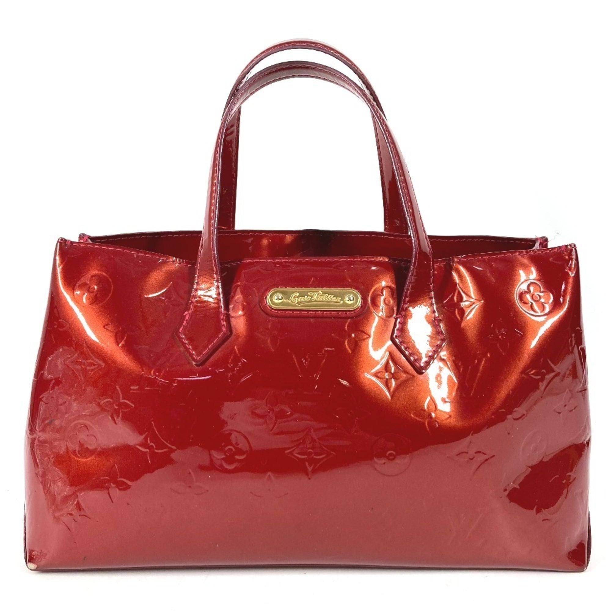 LOUIS VUITTON M93642 Monogram Vernis Wilshire PM Handbag Tote Bag Canvas Women\'s Pomme d\'Amour Red