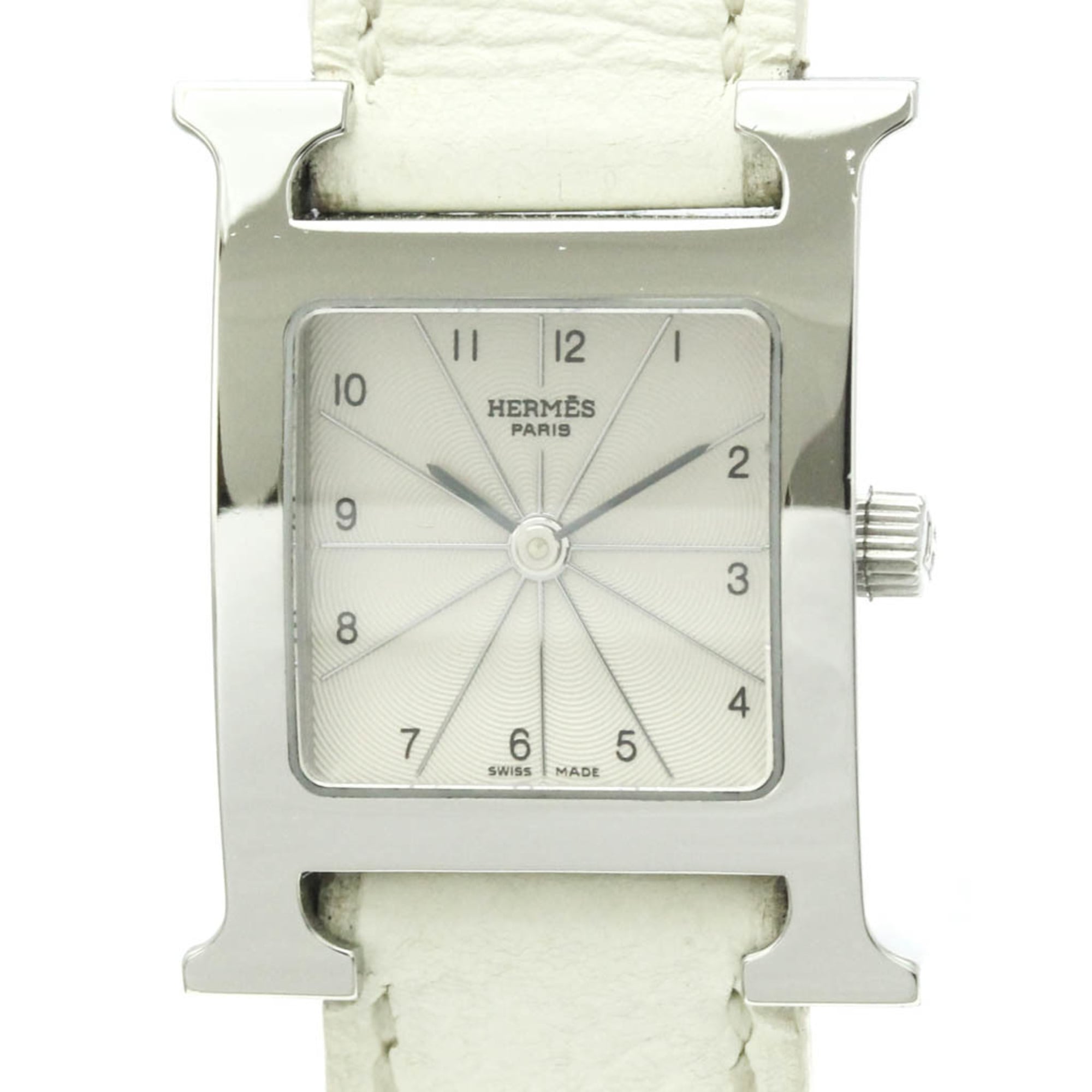 HERMES H Watch Double Tour Steel Quartz Ladies Watch HH1.210 Polished