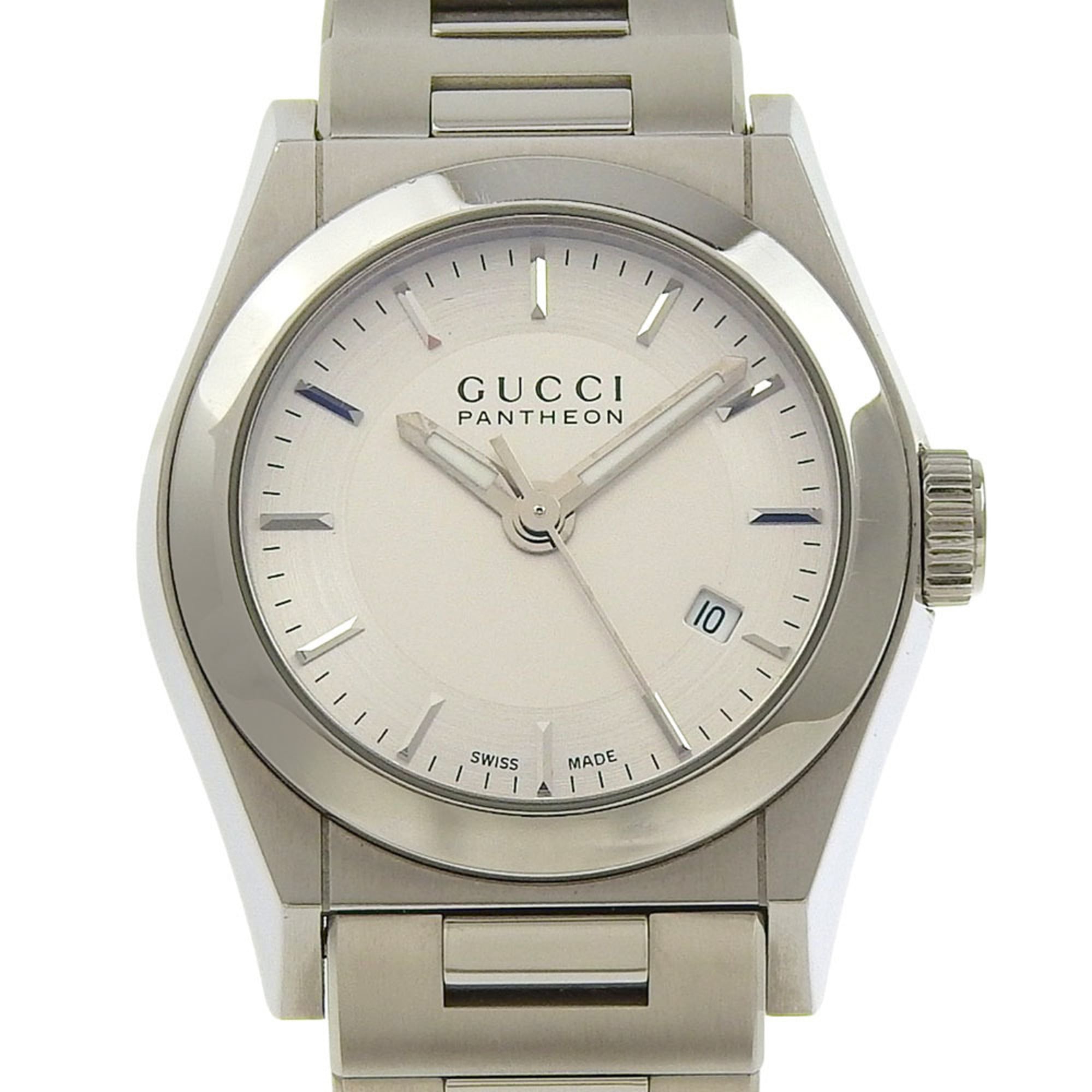 Gucci Pantheon Watch 115.5 Stainless Steel Quartz Analog Silver Dial Women\'s