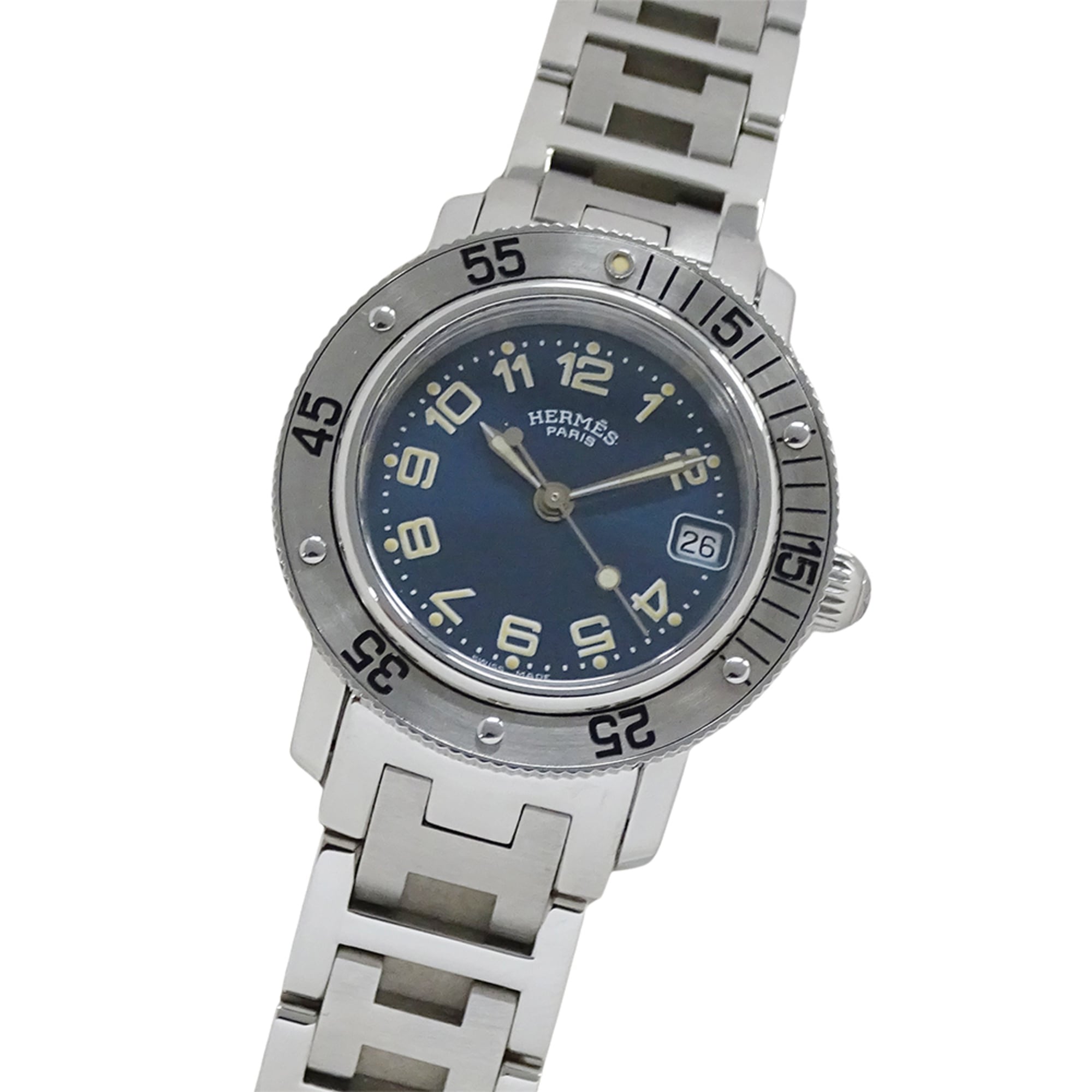 Hermes HERMES Women\'s Watch, Brand: Clipper Diver Date, Quartz, Stainless Steel (SS), CL5.210, Silv