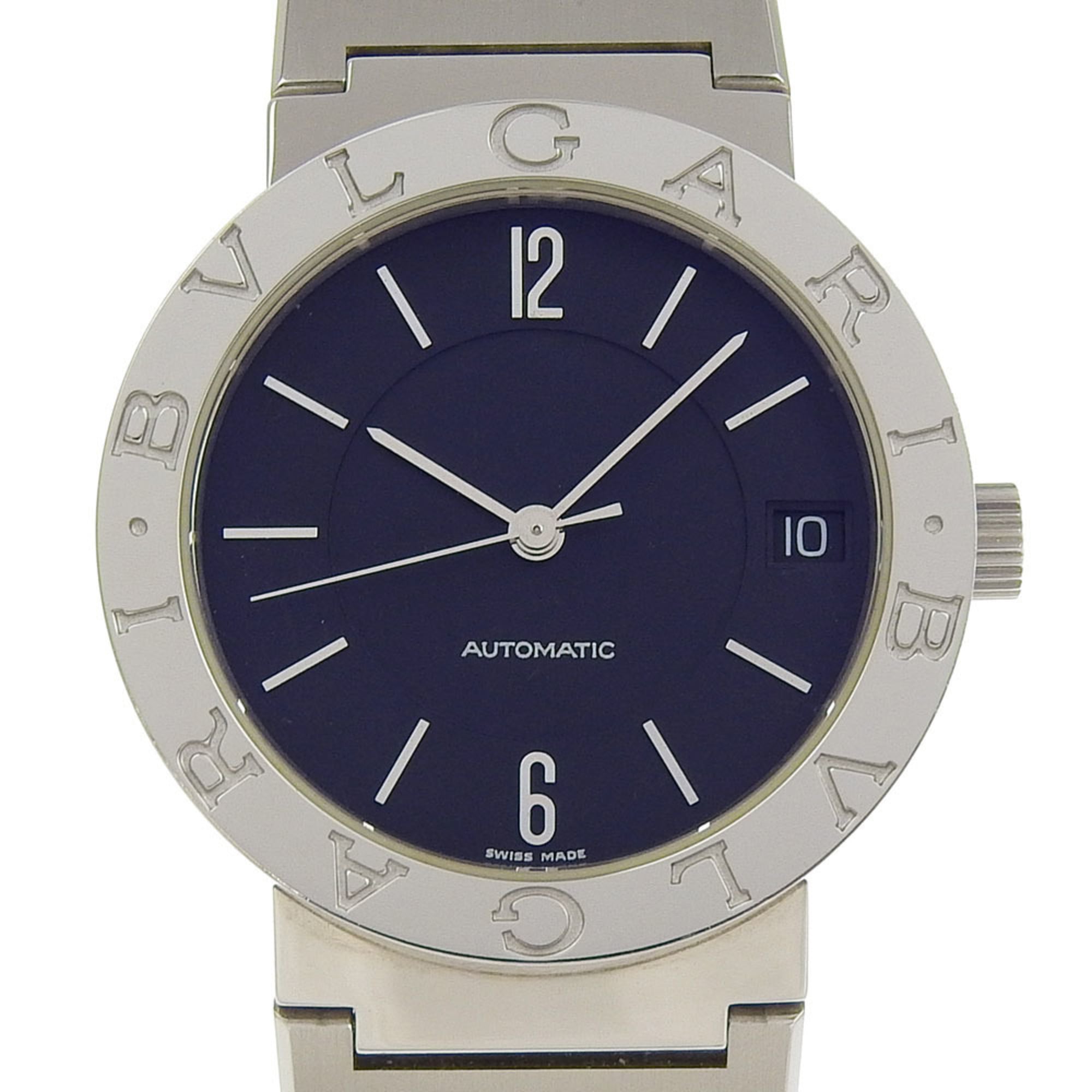 BVLGARI Wristwatch Date BB33SS Stainless Steel Automatic Black Dial Bvlgari Boys