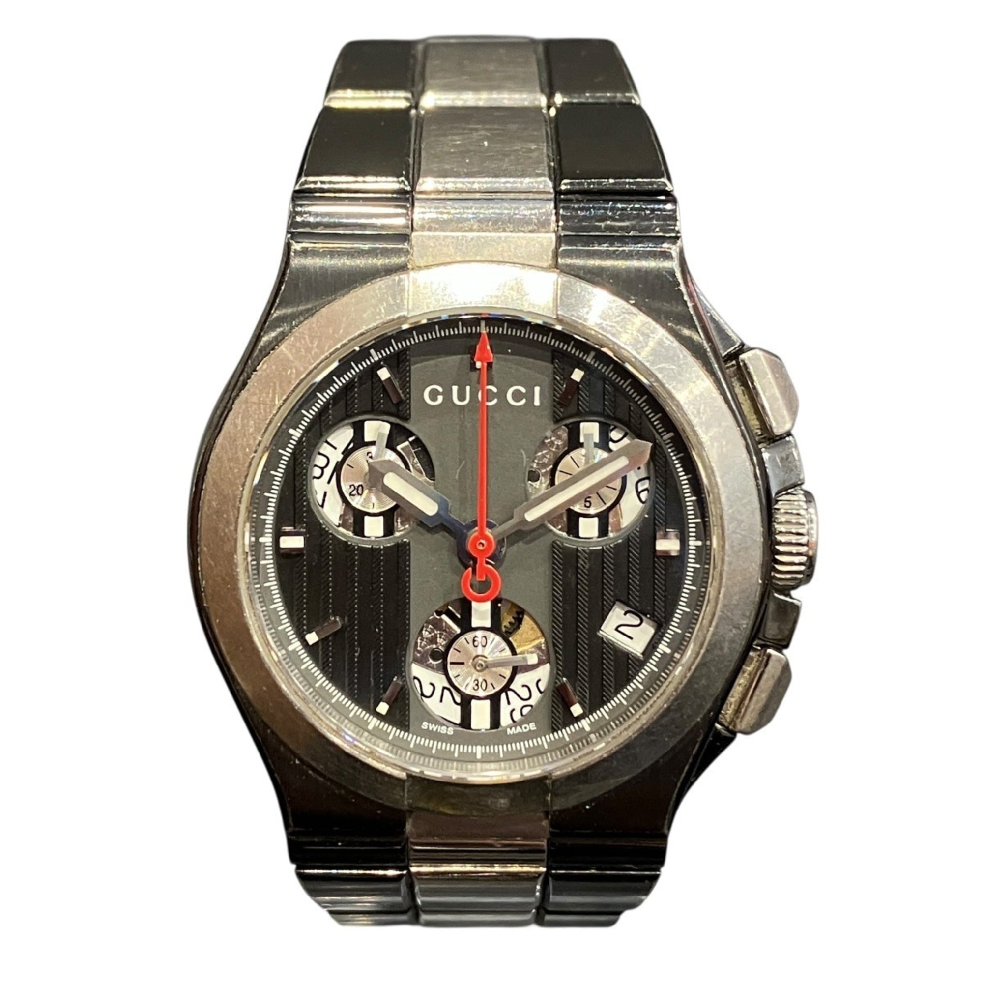Gucci GUCCI watch, total weight 70g, quartz movement, black dial, 124.4, free shipping.