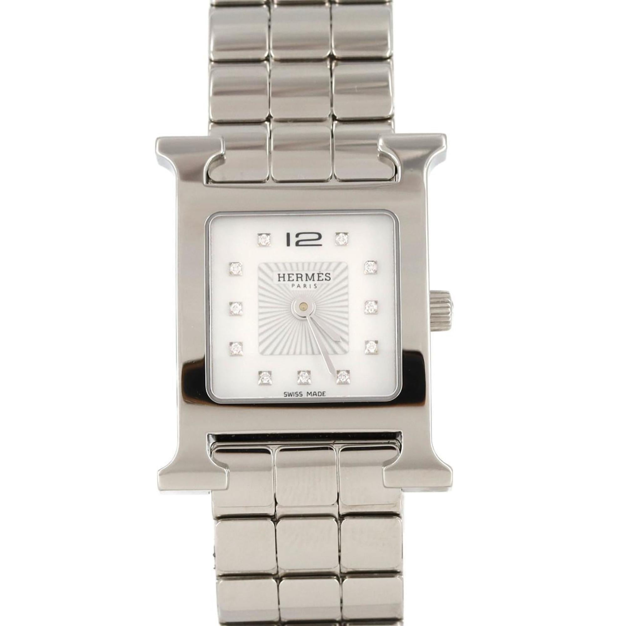 Herms H Watch 11P HH1.210 Stainless Steel Quartz Wristwatch
