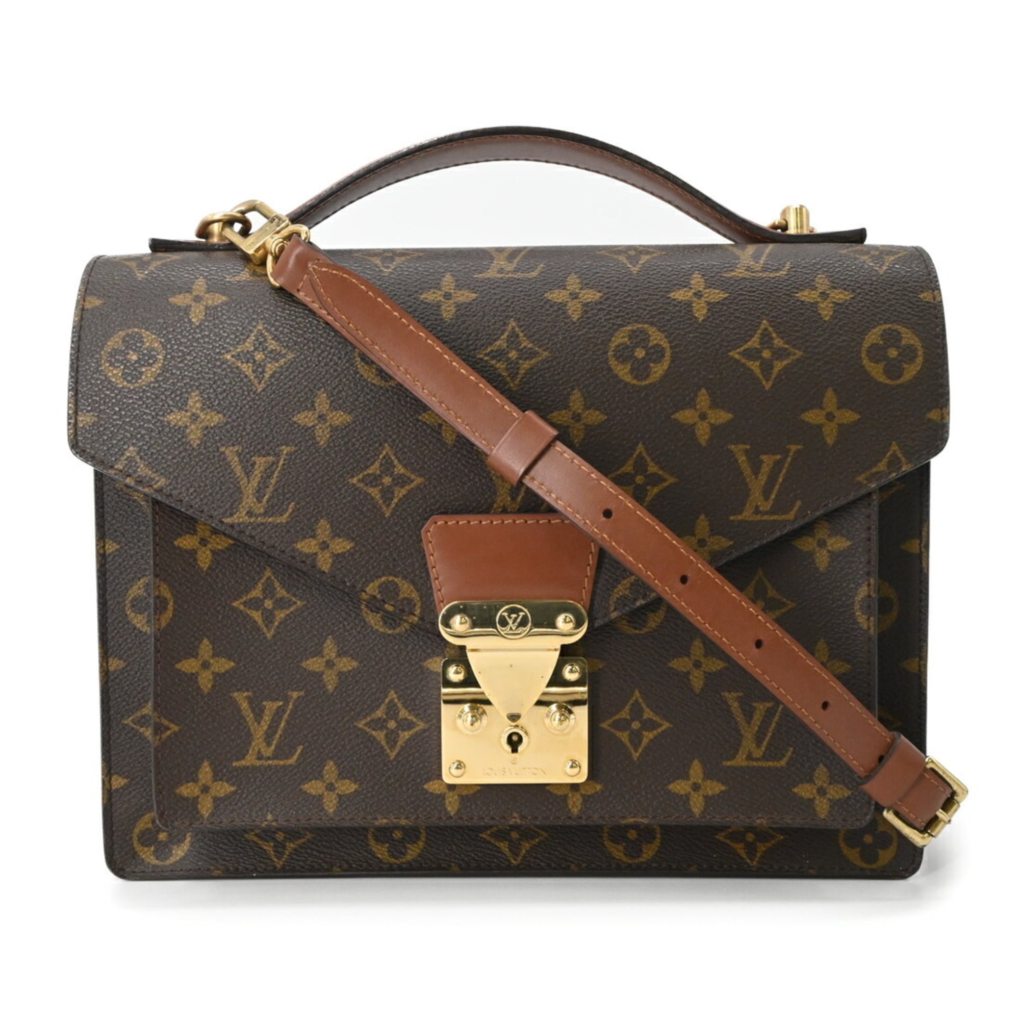 LOUIS VUITTON Monceau 28 Shoulder Handbag, Monogram Canvas and Leather, Brown, M51185