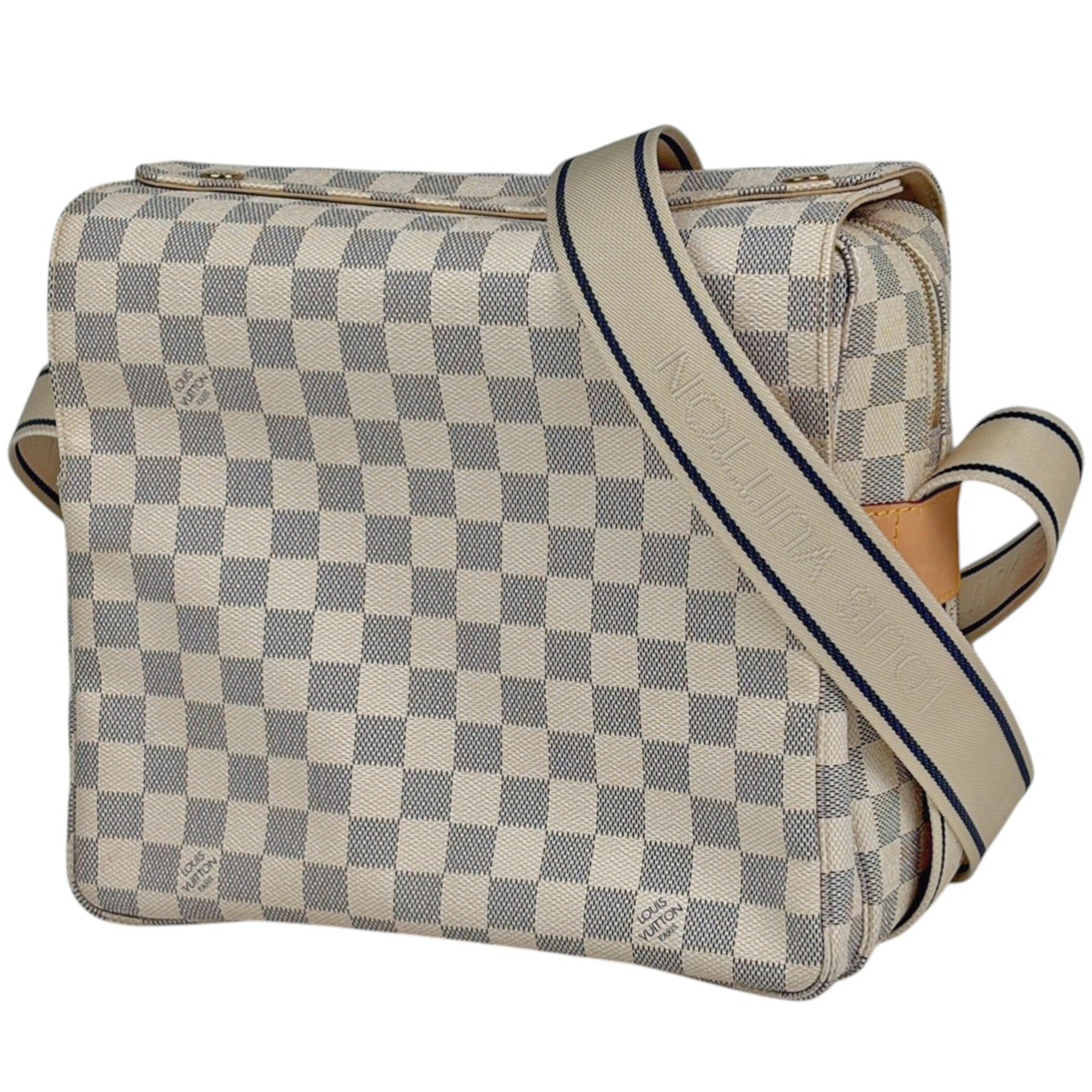 Louis Vuitton Naviglio Crossbody Shoulder Bag, Damier Azur, White, N51189, Women\'s