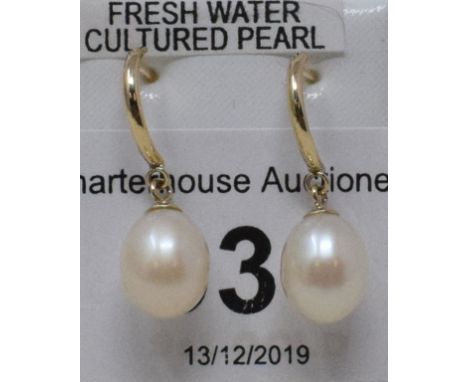 A pair of 9ct gold and pearl drop earrings 