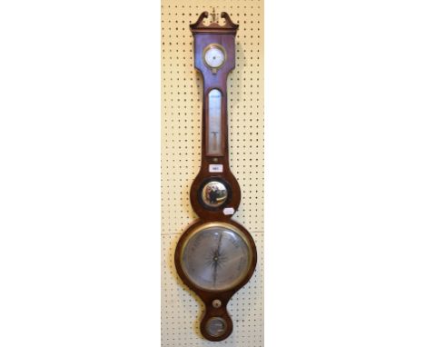 A wheel barometer, the spirit level signed Corti, Wincanton, 97 cm high 