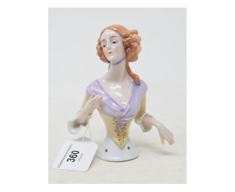 A Goebel porcelain half doll, Karoline, impressed marks to back, 12 cm highReport by GHGood condition.No visible damage or re
