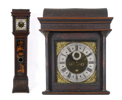 A longcase clock, the 30 cm squared brass dial with a silvered chapter ring sign Ed Alldredge, London, with Roman numerals, t