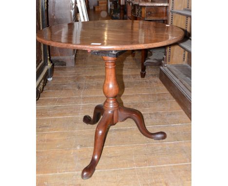 A George III mahogany birdcage tripod table, on a baluster turned column, 76 cm diameterReport by GHOld very good splice repa