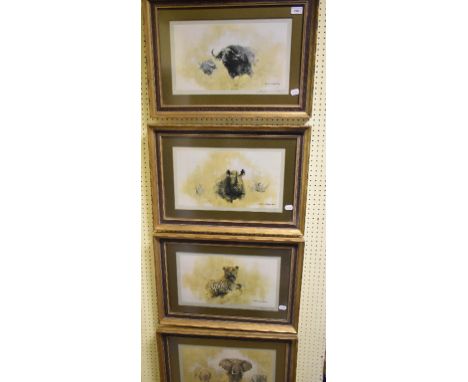 ** Amended description and revised estimate** A set of David Shepherd signed Limited Edition prints, of the 'big five' Africa