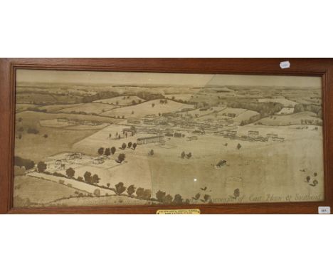 An architectural print, The New Mental Hospital At Runwell For The County Boroughs Of East Ham & Southend, the oak frame fitt