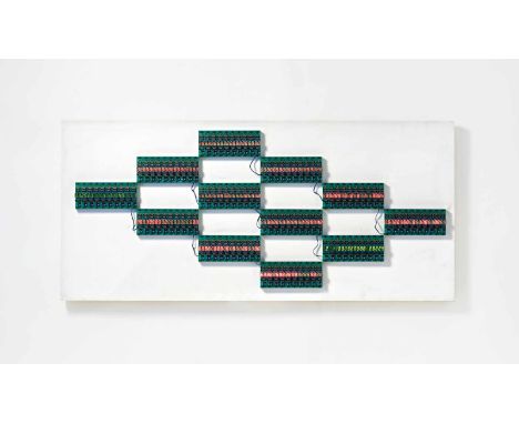 Miyajima, Tatsuo1957 Edogawa City/TokyoOblique Twelve. 14-part wall installation. 1995. Circuit-boards with red and green LED