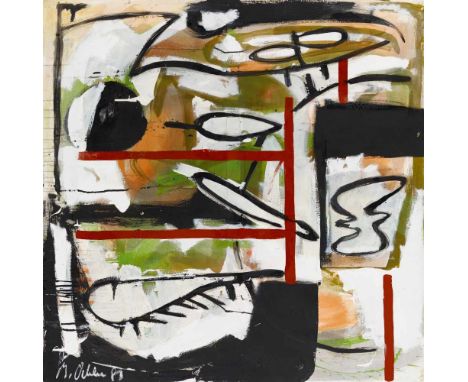 Oehlen, Markus1956 KrefeldUntitled. 1983. Mixed media on canvas. 105.5 x 100cm. Signed and dated lower left: M. Oehlen 83. Fr