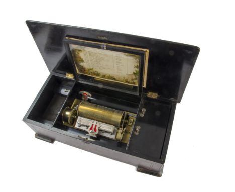 A musical box, playing twenty airs (two-per-turn), the tune-sheet headed 'Trille, Zither, Indicateur', in grained case with i