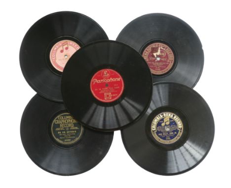 Music Hall and similar records,  ninety, 10-inch, by Harry Fay, various labels, from green &amp; gold Columbia to Regal Zonop