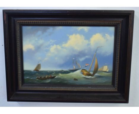 Modern oil on canvas, Seascape, 19 x 28cm