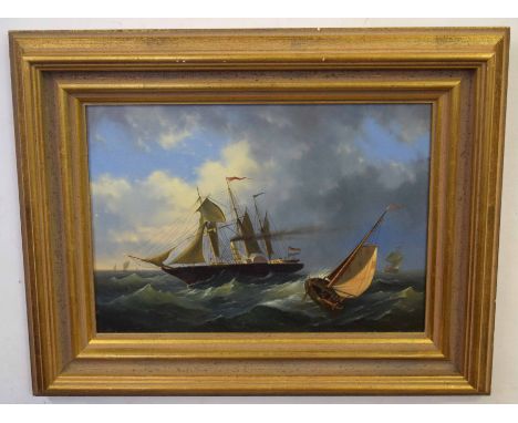 Modern oil on canvas, Seascape, 24 x 34cm