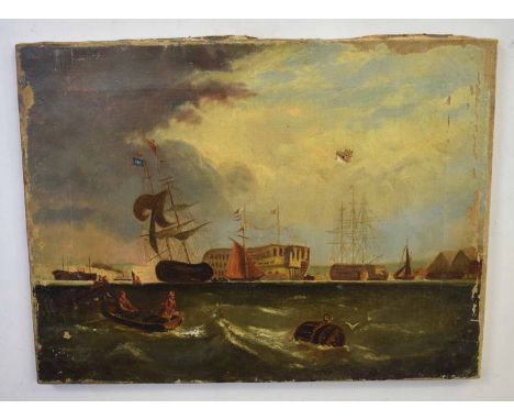C Elvidge, signed oil on canvas, Seascape, 30 x 41cm, unframed (a/f) 