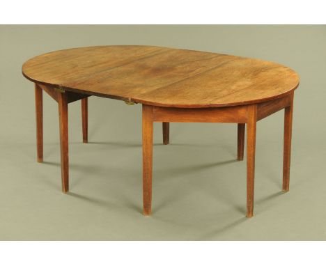 A pair of George III mahogany dining table D ends with single leaf, each end raised on four legs.  Width 127 cm. CONDITION RE