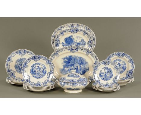A Copeland Spode "Byron" pattern part dinner service, early 20th century, comprising 5 dinner plates, 6 dessert plates, 6 sid