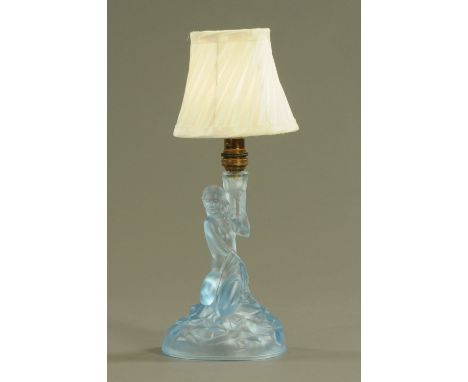 An Art Deco frosted glass table lamp.  Height including light fitting 25 cm. 