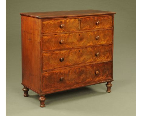 A Victorian mahogany chest of drawers, stamped W & C Wilkinson 14 Ludgate Hill. 7410, with two short and three long graduated