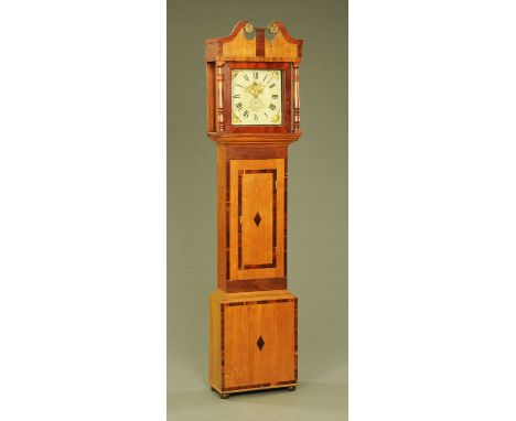 A 19th century oak and mahogany longcase clock, with 30 hour movement by Handscomb &amp; Son, Woburn. 