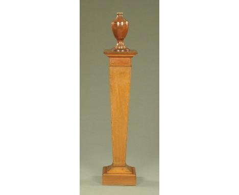 An Edwardian inlaid mahogany column, with urn top now with light fitting.  Height to top of urn 150 cm. CONDITION REPORT: We 