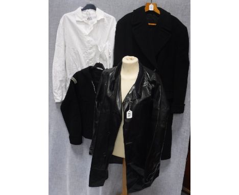 A 'YARMOUTH' PVC JACKET, a Naval Academy Prep School tunic, a white cotton painter's jacket and a man's vintage woollen overc