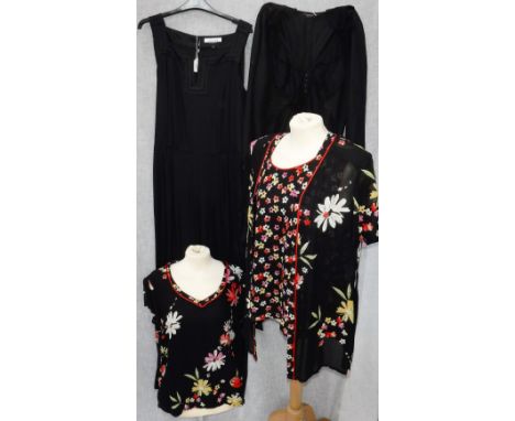 JAEGER, LONDON: A BLACK EVENING JUMP SUIT  and a collection of vintage clothing
