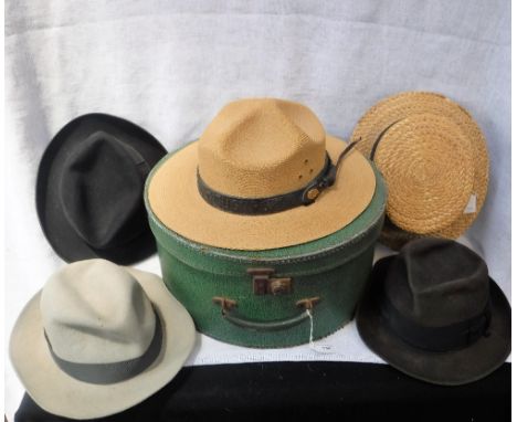  AN AMERICAN PARK RANGER'S HAT, the leather band embossed 'USNPS' (United States National Park Service) and a four man's vint