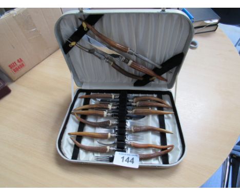  Sale Item:    BOXED BONE HANDLED STEAK SET   Vat Status:   No Vat   Buyers Premium:  This lot is subject to a Buyers Premium