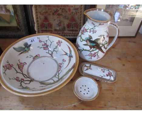  Sale Item:    4 PCE BASIN & EWER SET (AF)   Vat Status:   No Vat   Buyers Premium:  This lot is subject to a Buyers Premium 