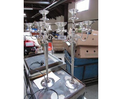  Sale Item:    PAIR LARGE PLATED CANDLEABRAS   Vat Status:   No Vat   Buyers Premium:  This lot is subject to a Buyers Premiu