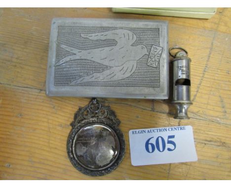  Sale Item:    ACME WHISTLE GRANGE YOUTH CLUB MEDAL & CIG BOX- NOT SILVER  Vat Status:   No Vat   Buyers Premium:  This lot i