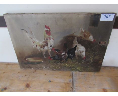  Sale Item:    OIL PAINTING CHICKENS (AF)   Vat Status:   No Vat   Buyers Premium:  This lot is subject to a Buyers Premium o