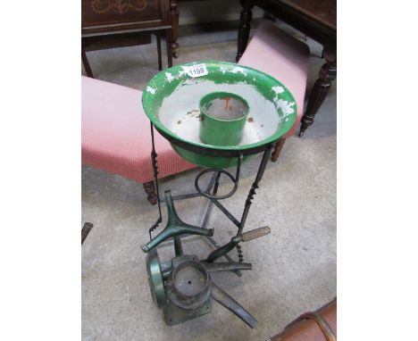  Sale Item:    BASIN ON STAND & PART CHURN   Vat Status:   No Vat   Buyers Premium:  This lot is subject to a Buyers Premium 