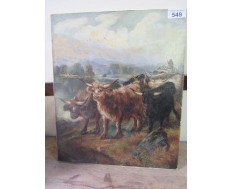  Sale Item:    OIL PAINTING-HIGHLAND COWS WITH DROVER  ROBERT CLEMINSON  Vat Status:   No Vat   Buyers Premium:  This lot is 