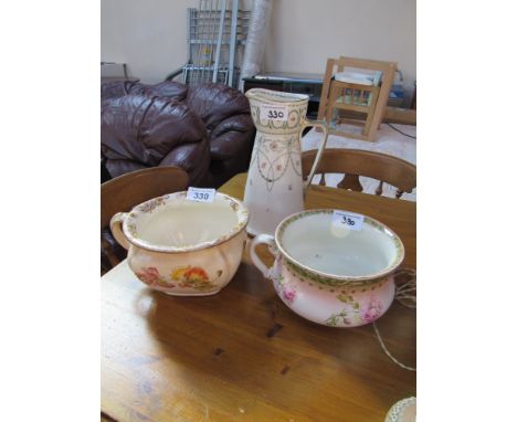  Sale Item:    2 POTTIES & EWER   Vat Status:   No Vat   Buyers Premium:  This lot is subject to a Buyers Premium of 15% + Va