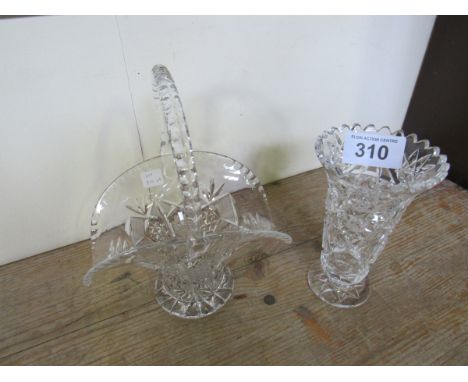  Sale Item:    CRYSTAL BASKET & VASE   Vat Status:   No Vat   Buyers Premium:  This lot is subject to a Buyers Premium of 15%