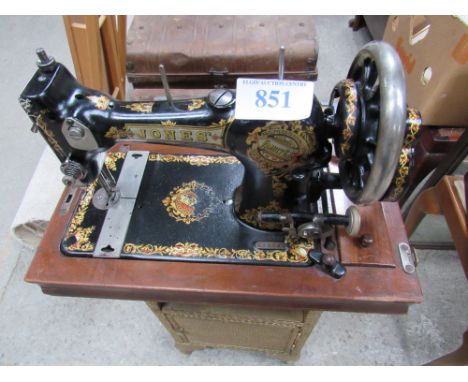  Sale Item:    JONES SEWING MACHINE   Vat Status:   No Vat   Buyers Premium:  This lot is subject to a Buyers Premium of 15% 