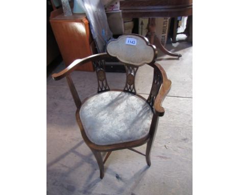  Sale Item:    INLAID CORNER CHAIR (AF)   Vat Status:   No Vat   Buyers Premium:  This lot is subject to a Buyers Premium of 