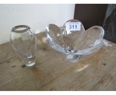  Sale Item:    ORREFORS GLASS DISH & VASE   Vat Status:   No Vat   Buyers Premium:  This lot is subject to a Buyers Premium o