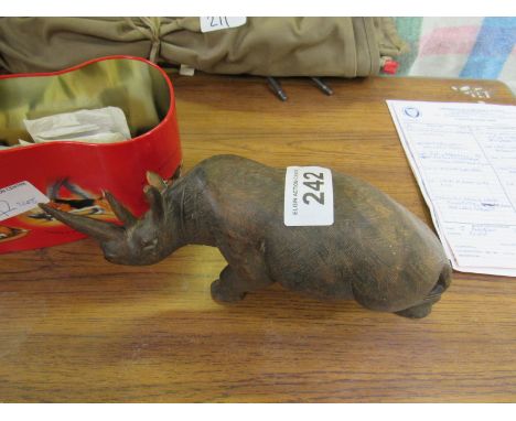  Sale Item:    WOODEN RHINO & BOX BUTTONS   Vat Status:   No Vat   Buyers Premium:  This lot is subject to a Buyers Premium o