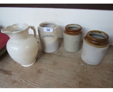  Sale Item:    BOX 3 EARTHENWARE JARS & JUG(AF)   Vat Status:   No Vat   Buyers Premium:  This lot is subject to a Buyers Pre