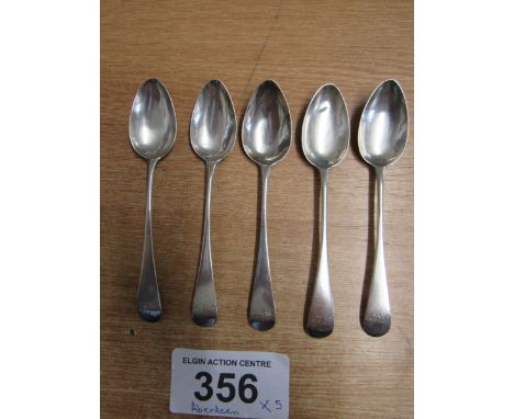  Sale Item:    5 ABERDEEN SILVER TEASPOONS IL   Vat Status:   No Vat   Buyers Premium:  This lot is subject to a Buyers Premi