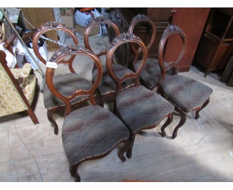 Sale Item:    6 MAHOGANY BALLOON BACK CHAIRS   Vat Status:   No Vat   Buyers Premium:  This lot is subject to a Buyers Premi
