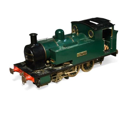 A live steam model tank locomotive 'Butch', 0-6-0, probably mid 20th century, green and black livery, with some similar gauge